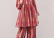 JASS Apparels Women's Maroon Gold Foil Printed Cotton Co-ord Set | Ethnic Kurta Top with Balloon Pants | Festive & Casual Wear