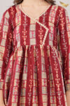 JASS Apparels Women’s Maroon Gold Foil Printed Cotton Co-ord Set | Ethnic Kurta Top with Balloon Pants | Festive & Casual Wear