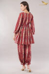 JASS Apparels Women’s Maroon Gold Foil Printed Cotton Co-ord Set | Ethnic Kurta Top with Balloon Pants | Festive & Casual Wear