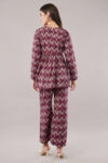 JASS Apparels Women’s Mauve Geometric Print Co-ord Set | V-Neck Flared Top with Palazzo Pants | Casual & Festive Ethnic Wear