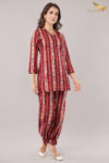 JASS Apparels Women’s Red Tribal Print Co-ord Set | Ethnic Loungewear with Balloon Pants