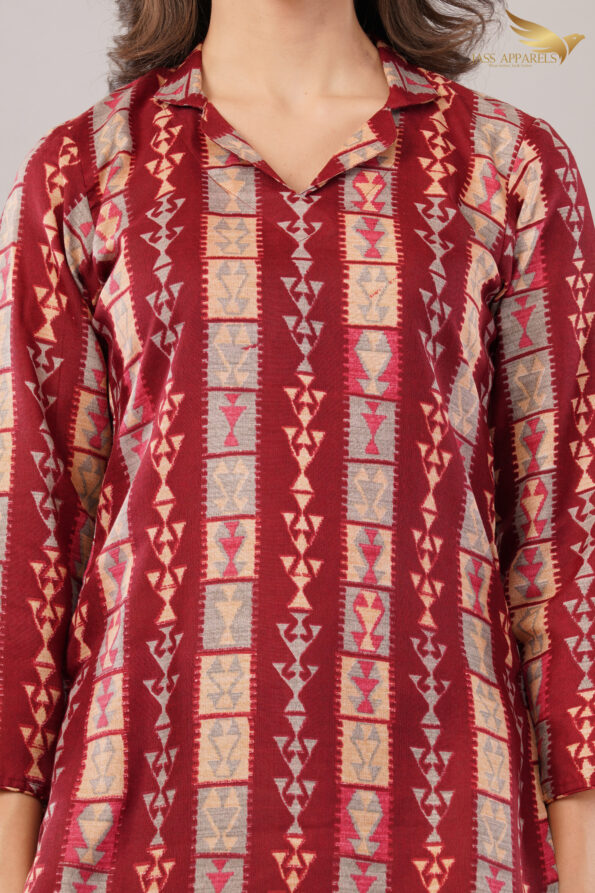 JASS Apparels Women's Red Tribal Print Co-ord Set | Ethnic Loungewear with Balloon Pants