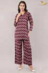 JASS Apparels Women’s Mauve Diamond Print Co-ord Set | Relaxed Fit Kurta with Palazzo Pants