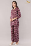 JASS Apparels Women’s Mauve Diamond Print Co-ord Set | Relaxed Fit Kurta with Palazzo Pants
