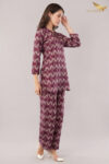 JASS Apparels Women’s Mauve Diamond Print Co-ord Set | Relaxed Fit Kurta with Palazzo Pants