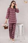 JASS Apparels Women’s Mauve Diamond Print Co-ord Set | Relaxed Fit Kurta with Palazzo Pants