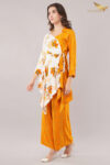 JASS Apparels Women’s Orange & White Indo-Fusion Co-ord Set | Floral Wrap Kurta with Printed Palazzo for Festive Daywear