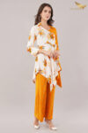 JASS Apparels Women’s Orange & White Indo-Fusion Co-ord Set | Floral Wrap Kurta with Printed Palazzo for Festive Daywear