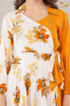 JASS Apparels Women’s Orange & White Indo-Fusion Co-ord Set | Floral Wrap Kurta with Printed Palazzo for Festive Daywear