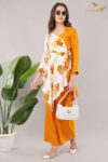 JASS Apparels Women’s Orange & White Indo-Fusion Co-ord Set | Floral Wrap Kurta with Printed Palazzo for Festive Daywear