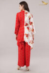 JASS Apparels Women’s Red & White Indo-Fusion Co-ord Set | Floral Wrap Kurta with Printed Palazzo | Festive Ethnic Wear