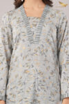 JASS Apparels Women’s Printed Cotton Kurta Set | Soft Grey with Striped Pants | Casual Ethnic Wear for Summer & Work