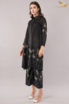 JASS Apparels Women’s Black Floral Embroidered Co-Ord Set | A-Line Kurta with Wide-Leg Pants | Party & Festive Wear