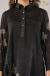 JASS Apparels Women’s Black Floral Embroidered Co-Ord Set | A-Line Kurta with Wide-Leg Pants | Party & Festive Wear