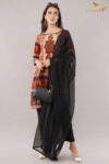 JASS Apparels Women’s Ethnic Printed Kurta Set with Dupatta | Rust & Black Straight Kurta with Pants | Elegant Festive & Office Wear